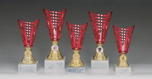 Pokal-Set mit Metall-Oberteil, vier Farbvarianten, 17, 18, 19, 20, 21 cm